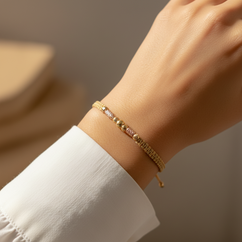 Pulsera tejido lineal en mano - alternativa