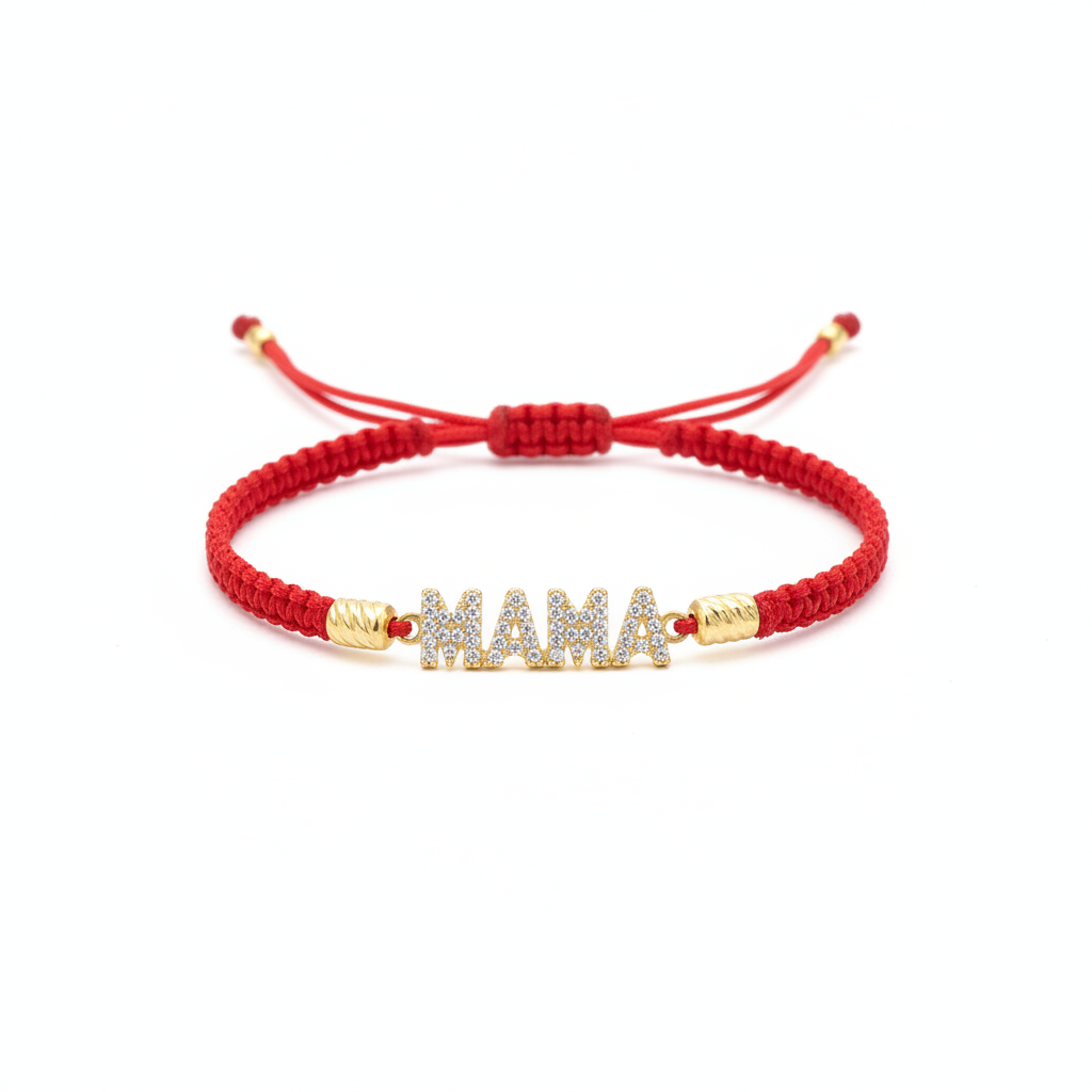 Pulsera tejido mama fondo blanco
