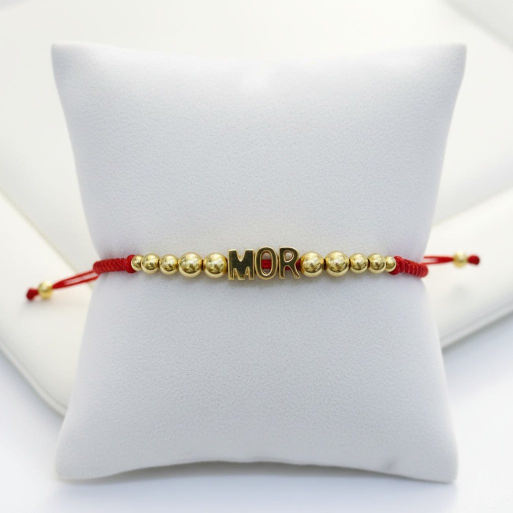 Pulsera tejido mor en almohadilla