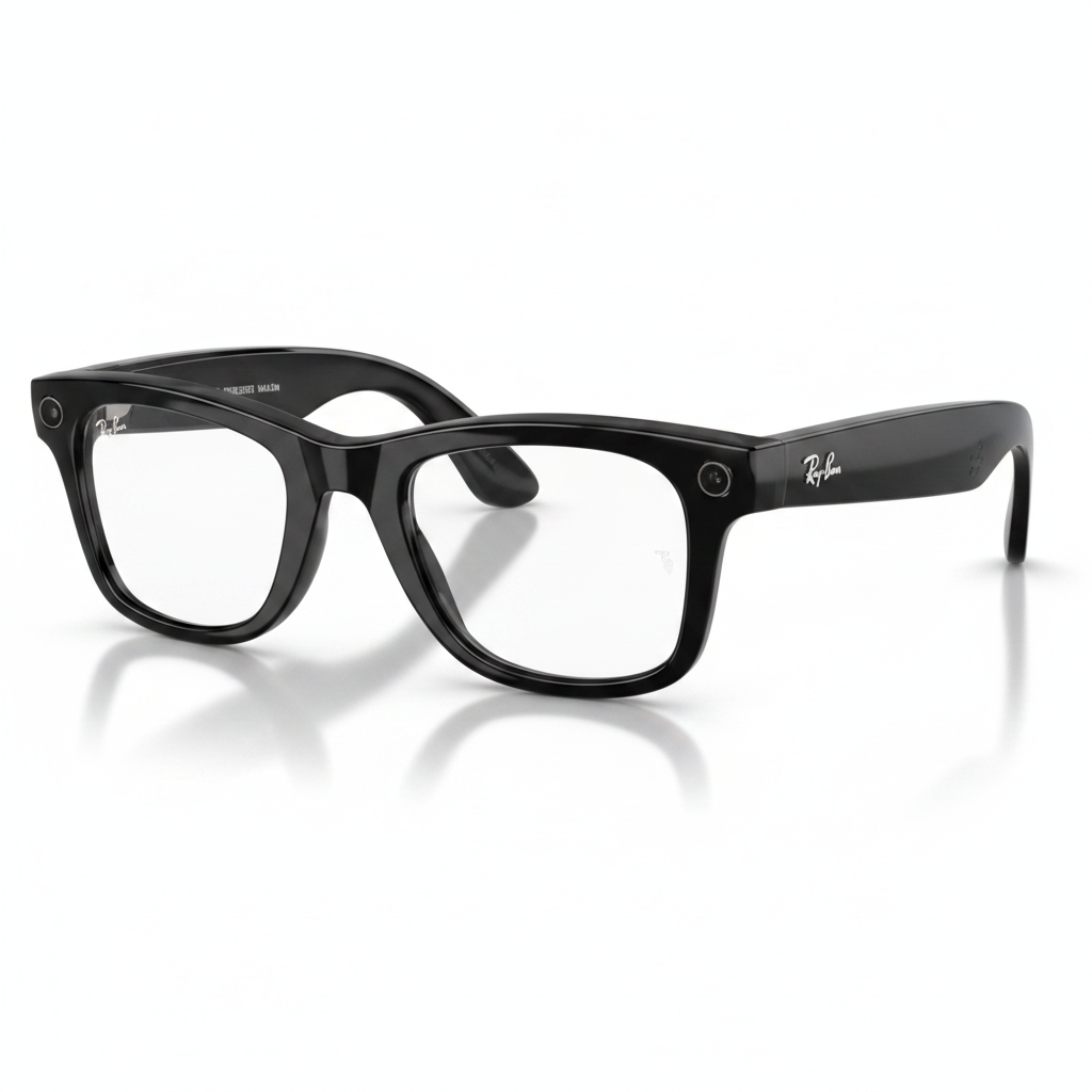 Ray-Ban Meta lentes transparentes fondo blanco
