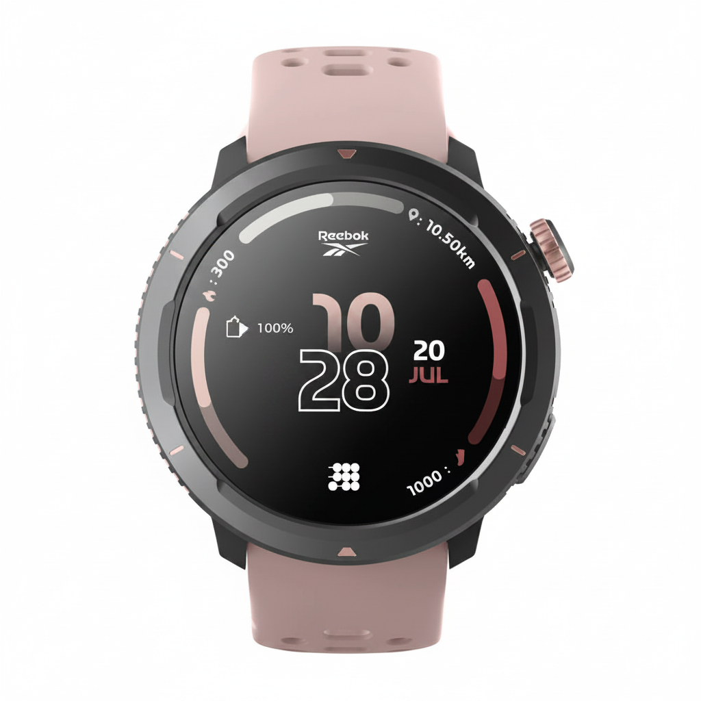 Reebok smartwatch rosado fondo blanco