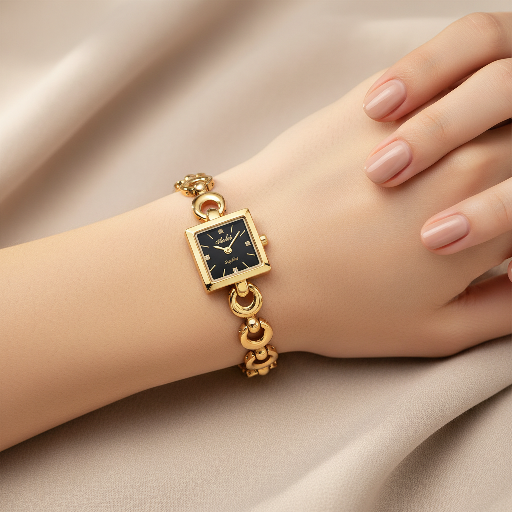 Reloj André Sapphire Cuadrado Negro Dorado – Lifestyle