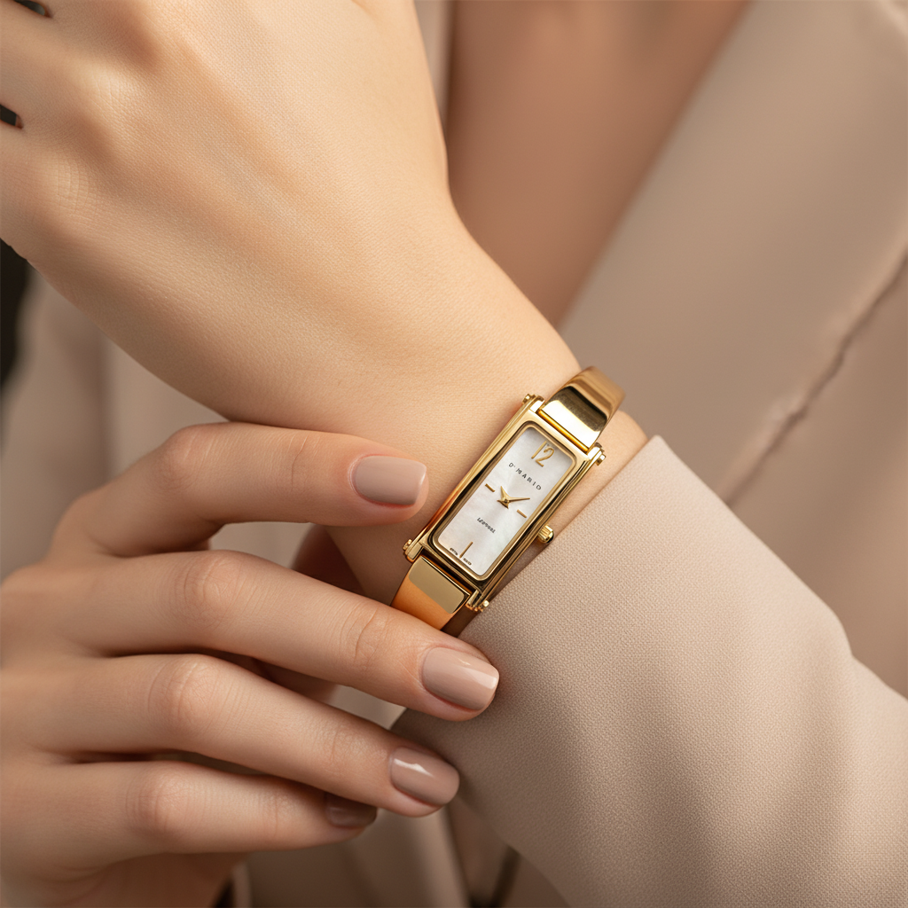 Reloj D'Mario Rectangular Acero Dorado – Lifestyle