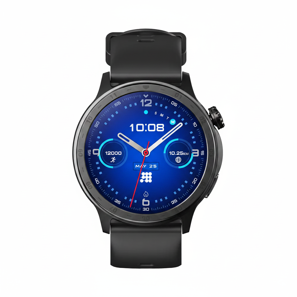 Smartwatch negro foto frontal fondo blanco