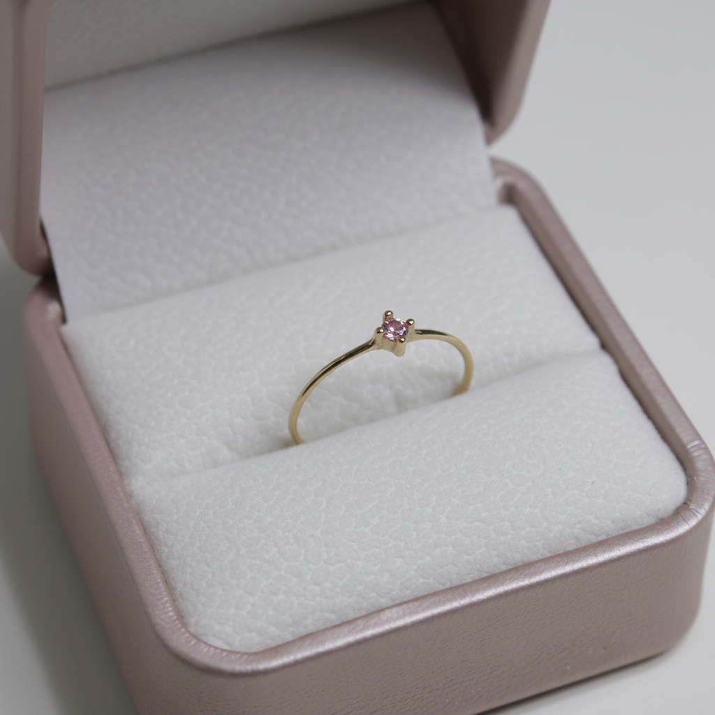 Solitario circón rosa - caja