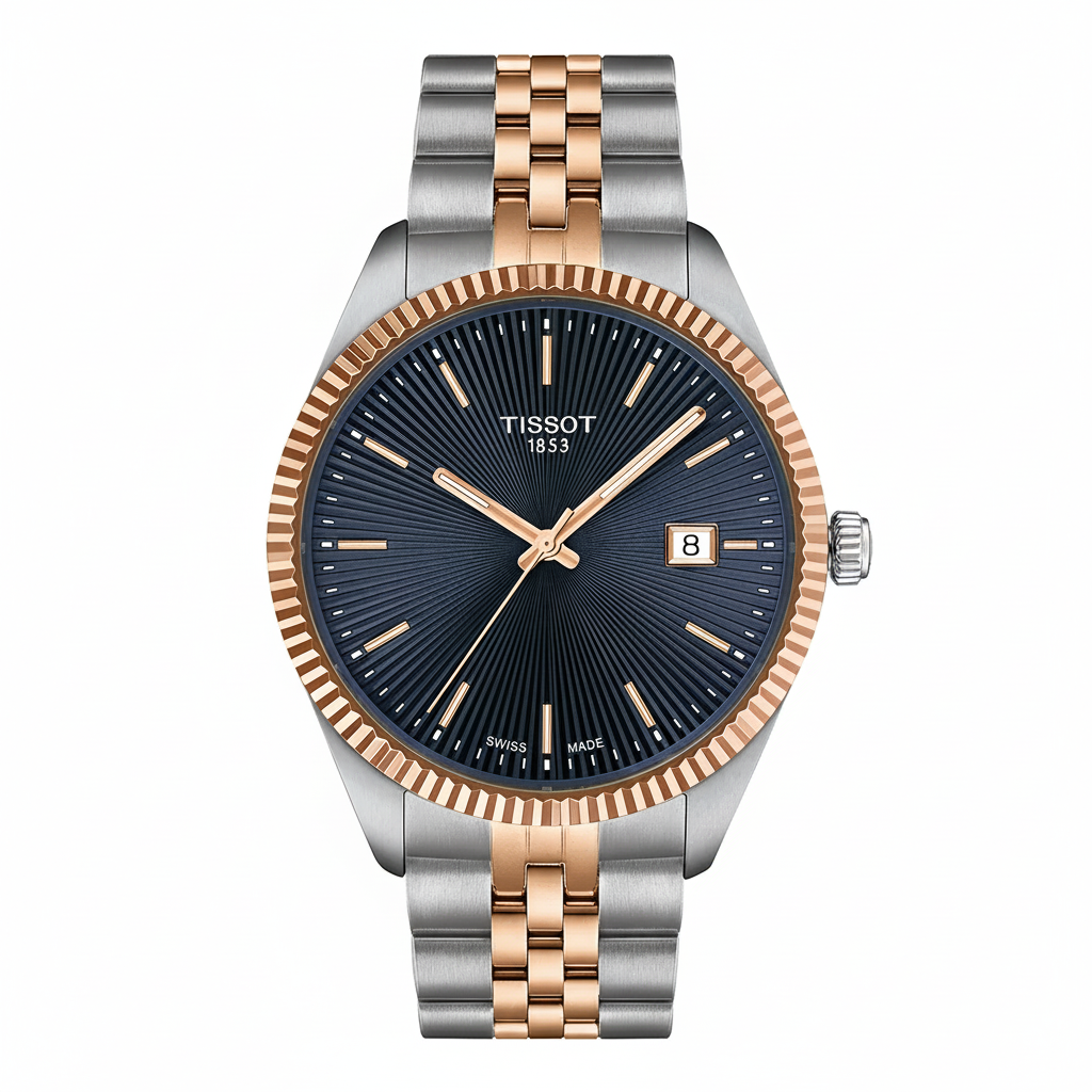 Tissot PR516 bicolor azul fondo blanco