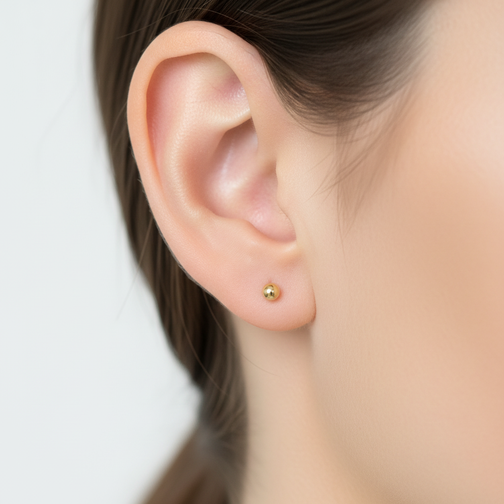 Topito dorado 3mm en oreja