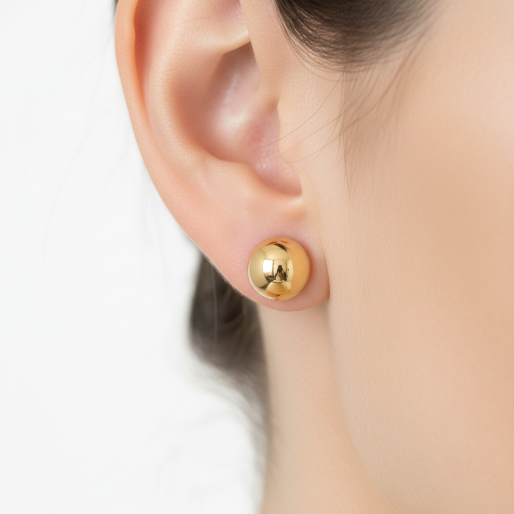 Topito dorado 7mm en oreja