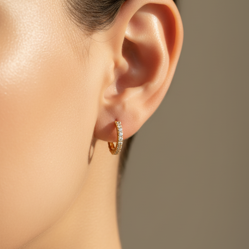 Topitos argolla con circones súper pequeños en oreja