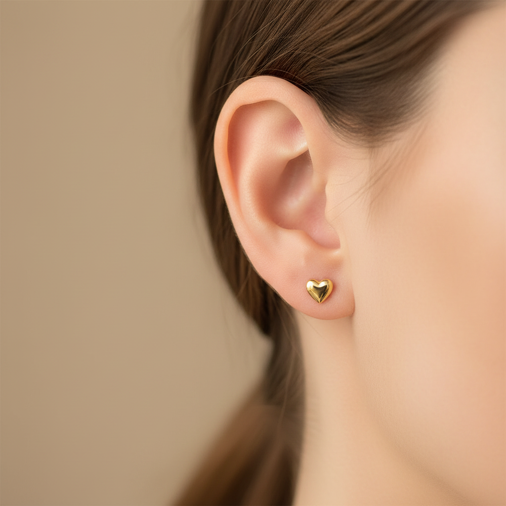 Topo Corazón 5mm - En oreja