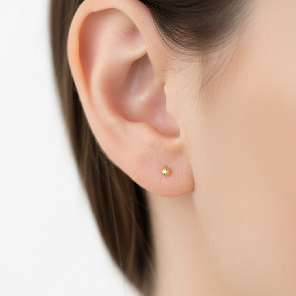 Topo dorado 2mm ultra pequeño en oreja
