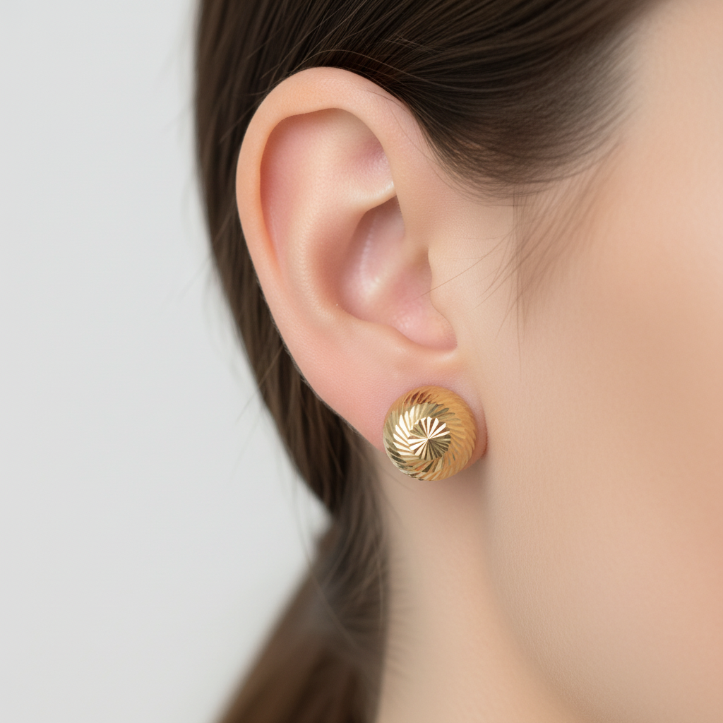 Topo dorado diamantado 9mm en oreja