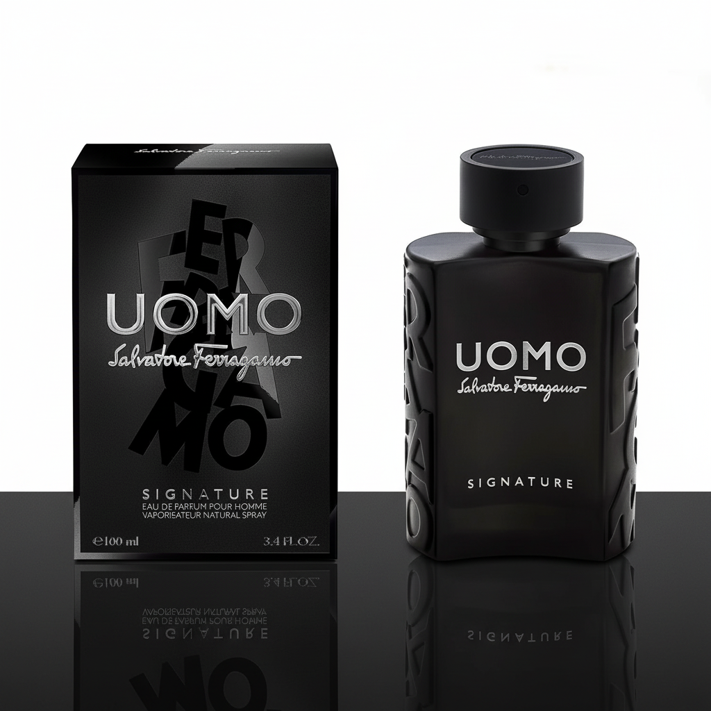 Uomo Signature con empaque fondo blanco